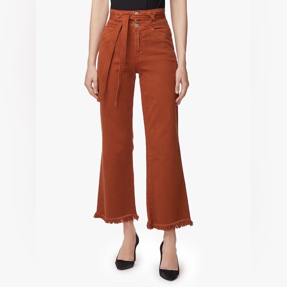 J BRAND SUKEY CROP Wide Leg Pants HIGH WAISTED Stretch Raw Hem